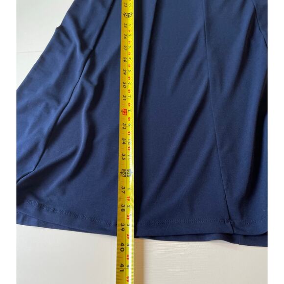 Susan Graver Liquid Knit Dress Sz L Sleeveless Navy A-Line Keyhole Detail Travel - Picture 8 of 8